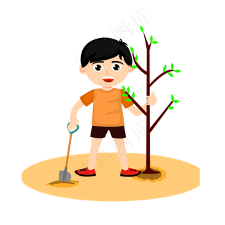 卡通树木植树节儿童