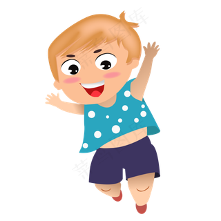 儿童手绘快乐小男孩