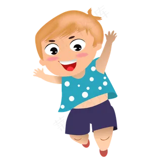 儿童手绘快乐小男孩