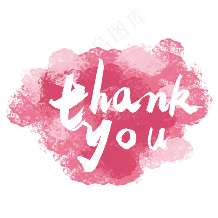 粉红水彩晕染感谢卡