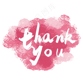 粉红水彩晕染感谢卡
