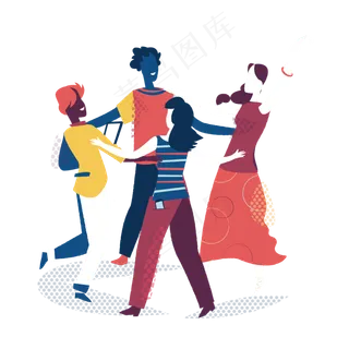 一起跳舞的青年矢量素材,免抠元素