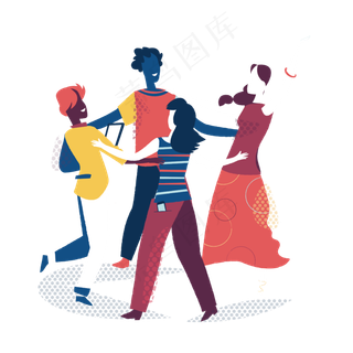 一起跳舞的青年矢量素材,免抠元素