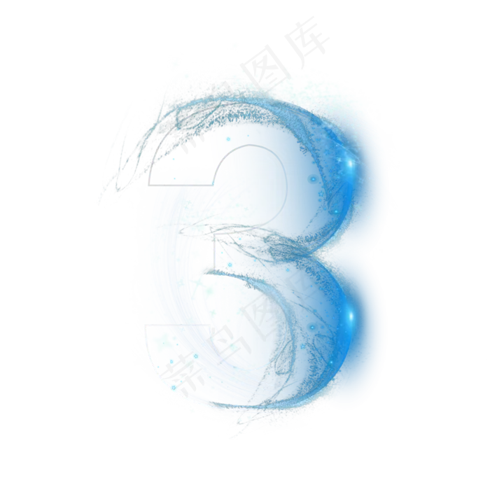 炫酷蓝色星空倒计时数字3