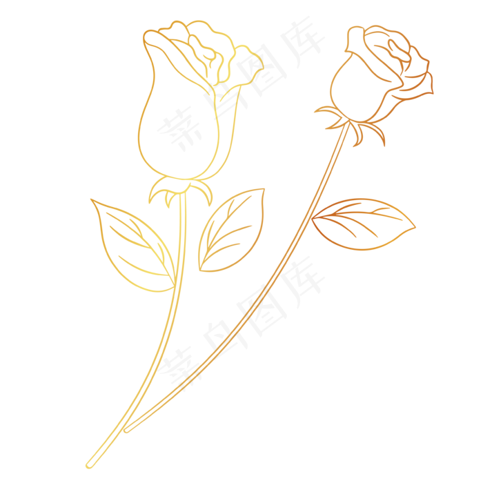 烫金爱情玫瑰花卉素材(3543*3543px 300 dpi )ai矢量模版下载