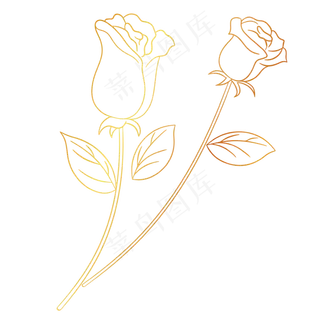 烫金爱情玫瑰花卉素材
