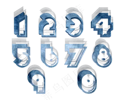 艺术彩色立体123456789数字创意原创