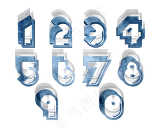 艺术彩色立体123456789数字创意原创