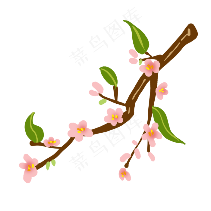 立春桃花手绘插画,免抠元素