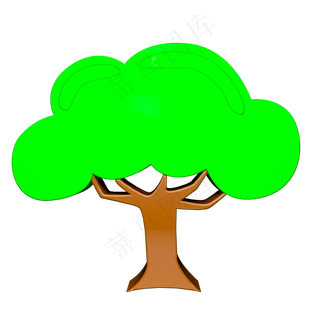 C4D立体绿色树木