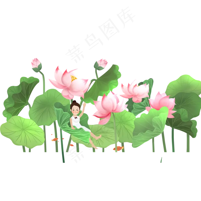 彩色植物荷叶元素(2000X2000(DPI:300))psd模版下载