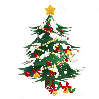 圣诞树装饰大雪圣诞帽,免抠元素