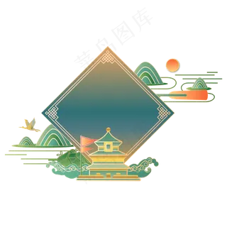 国潮渐变边框装饰