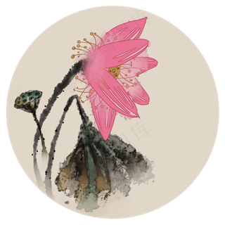 大暑荷花二十四节气PNG素材