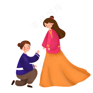 七夕牛郎织女情侣卡通人物