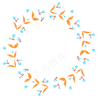 樱桃水果花环边框