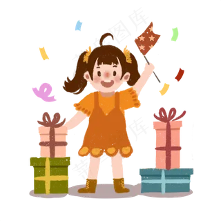 六一儿童节卡通手绘可爱快乐双马