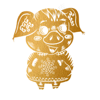 2019新年手绘卡通剪纸猪,免抠元素 2019新年手绘卡通剪纸猪,免抠元素