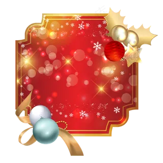 圣诞节红色邀请函贺卡装饰,免抠元素