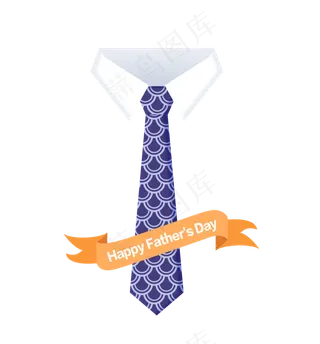 父亲节蓝紫色波浪花纹领带PNG