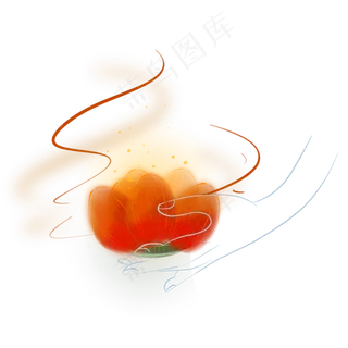 手上的红色荷花灯,免抠元素