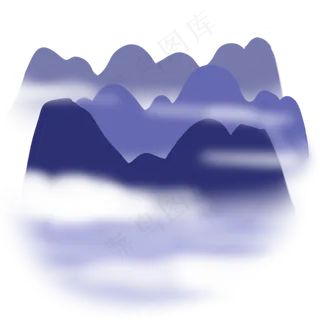 紫色高山流水与云烟