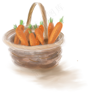 水彩一篮子胡萝卜