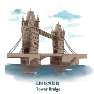 地标旅游城市伦敦塔桥,免抠元素