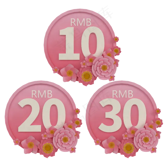 c4d花朵优惠券(3000*3000px 300 dpi )