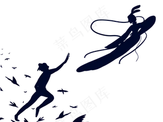 七夕牛郎织女汇银河,免抠元素