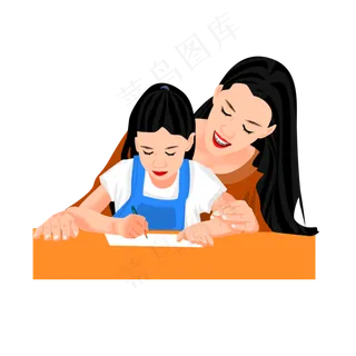 妈妈辅导小孩子写作业