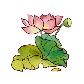 手绘卡通夏季水墨荷花 手绘卡通夏季水墨荷花