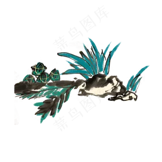 端午节吃粽子习俗水墨风手绘