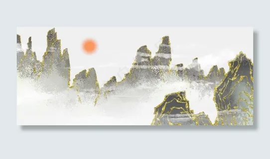 金线山水中国风水墨山水