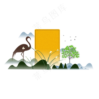 水墨中国风群山边框设计