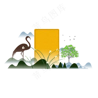 水墨中国风群山边框设计