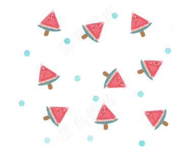 卡通手绘西瓜冰棍png图,免抠元素