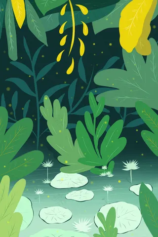 二十四节气立夏夏天夏日绿色荷叶