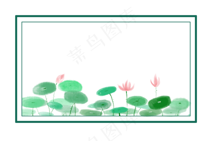 花朵边框荷叶荷花(3600X2475(DPI:381))psd模版下载