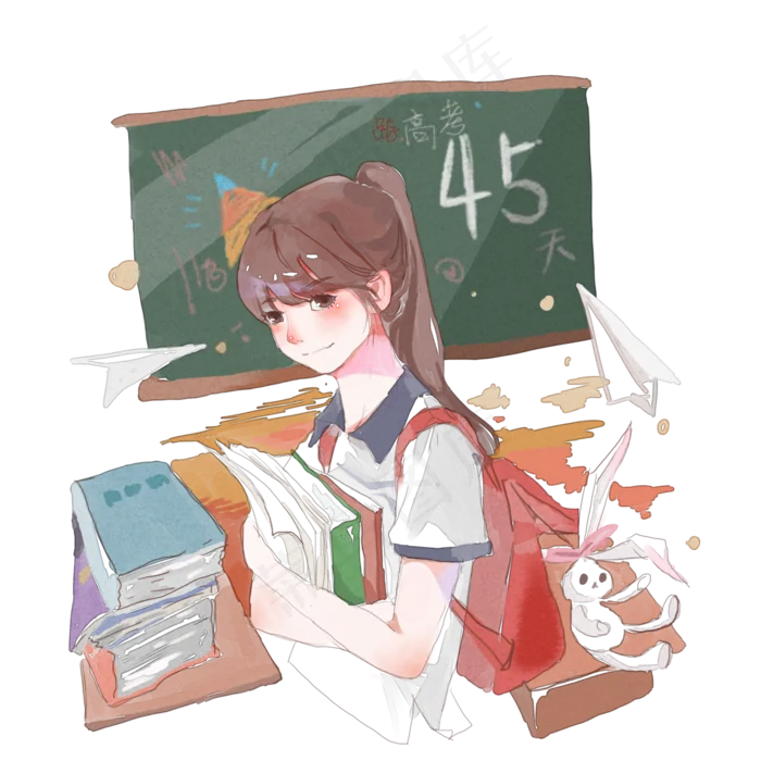 高考课本学生倒数冲刺加油PNG(3000X3000(DPI:762))psd模版下载