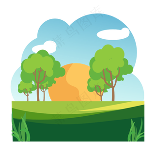 免扣卡通春天草地,免抠元素