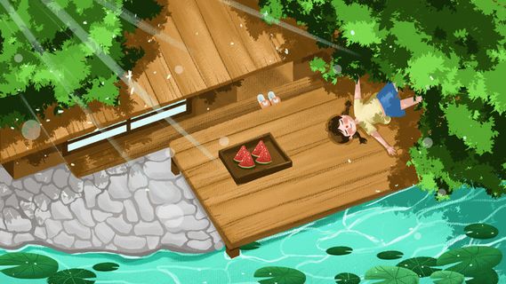 夏天夏日夏季庭院乘凉初夏夏至大暑24节气