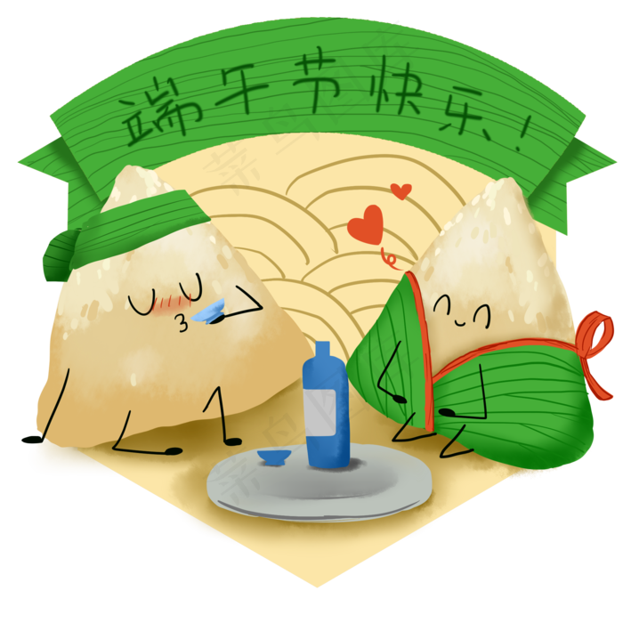卡通可爱粽子拟人聊天免抠png(2000X2000(DPI:300))psd模版下载