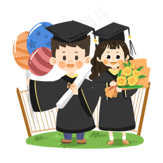 卡通男孩参加毕业典礼PNG素材