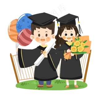 卡通男孩参加毕业典礼PNG素材
