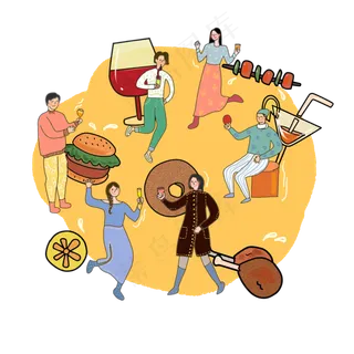 美食年底聚会饮料红酒年底聚会团,免抠元素