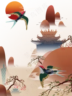 中国山水中国风风景古代楼阁