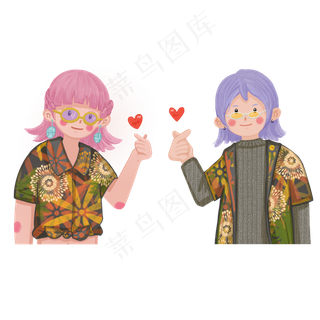 520情侣头像街头比心男生女生