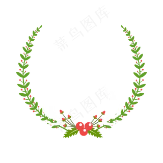 手绘圣诞节绿叶边框