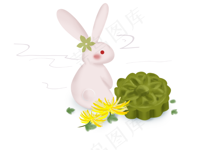 中秋节玉兔和月饼,免抠元素(3188*2228px 300 dpi )psd模版下载